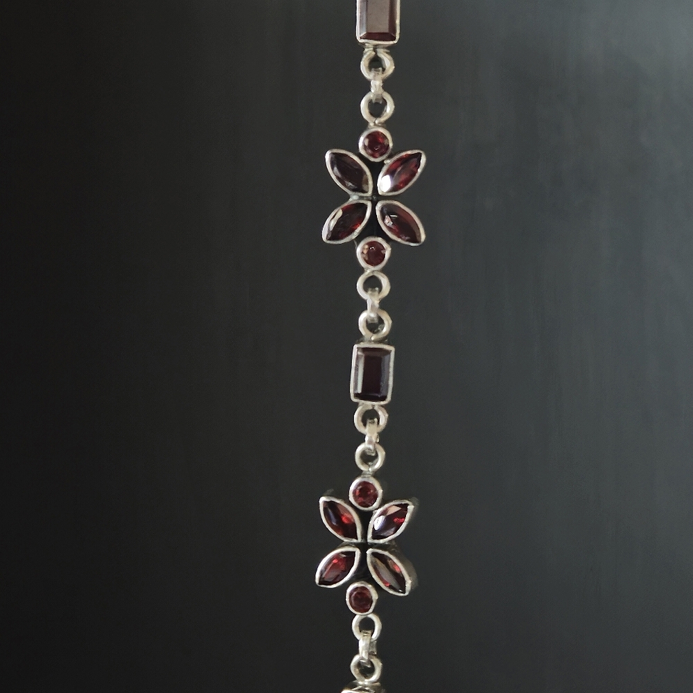 NICKY BUTLER 925 Sterling Silver Designer NB Bracelet Mozambique Garnet 7.25" - Picture 12 of 16